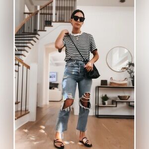 Rivet and Thread Madewell Striped Mockneck Tee